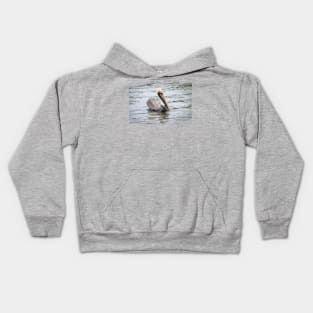 Brown Pelican Floating Along Kids Hoodie